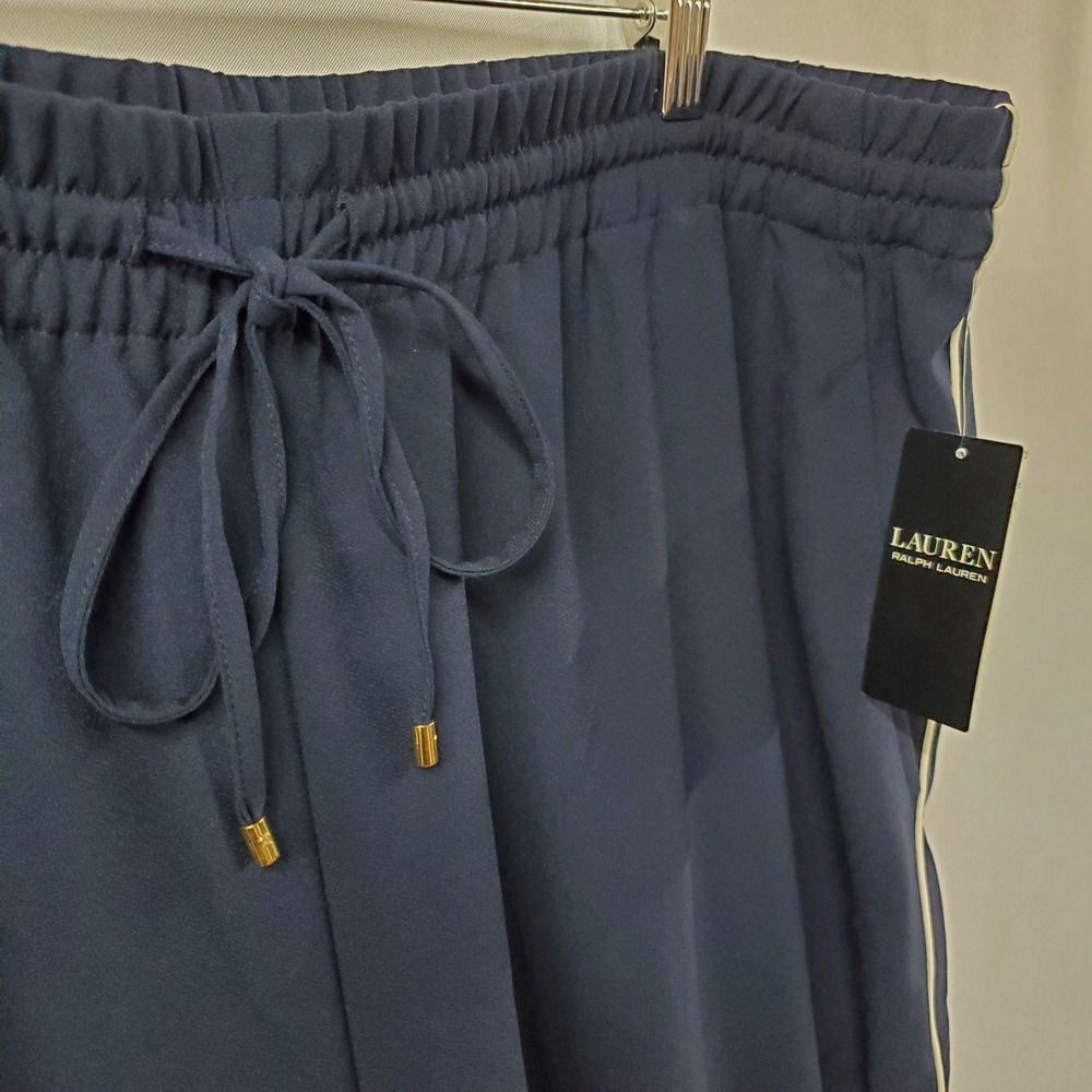 Lauren Ralph Lauren Black Label Wide Leg Pants Women XXL Side Stripe Lounge - Picture 4 of 10